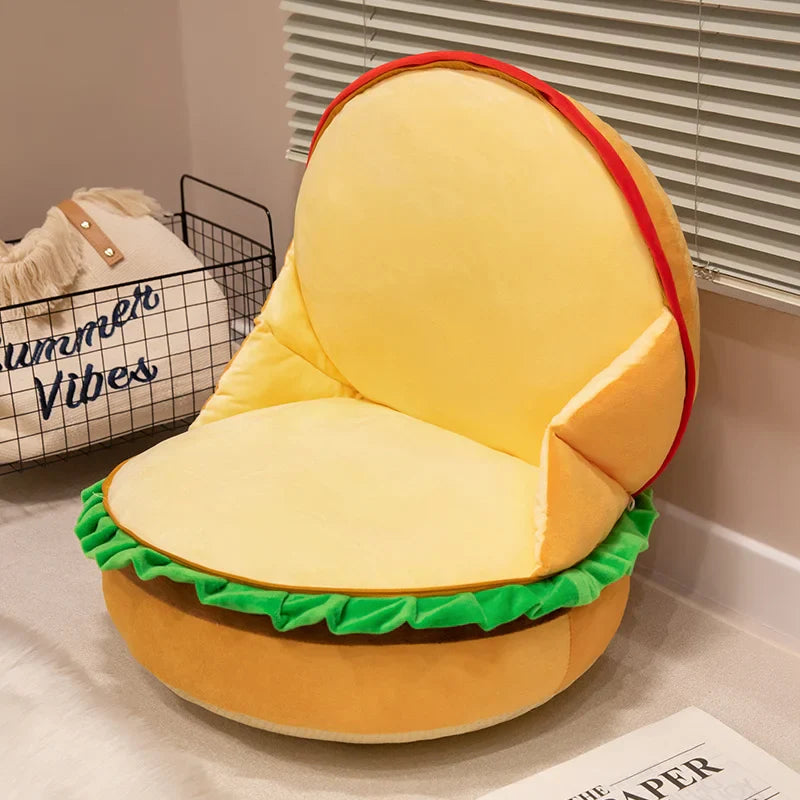 Delightful Plush Happy Hamburger Pillow