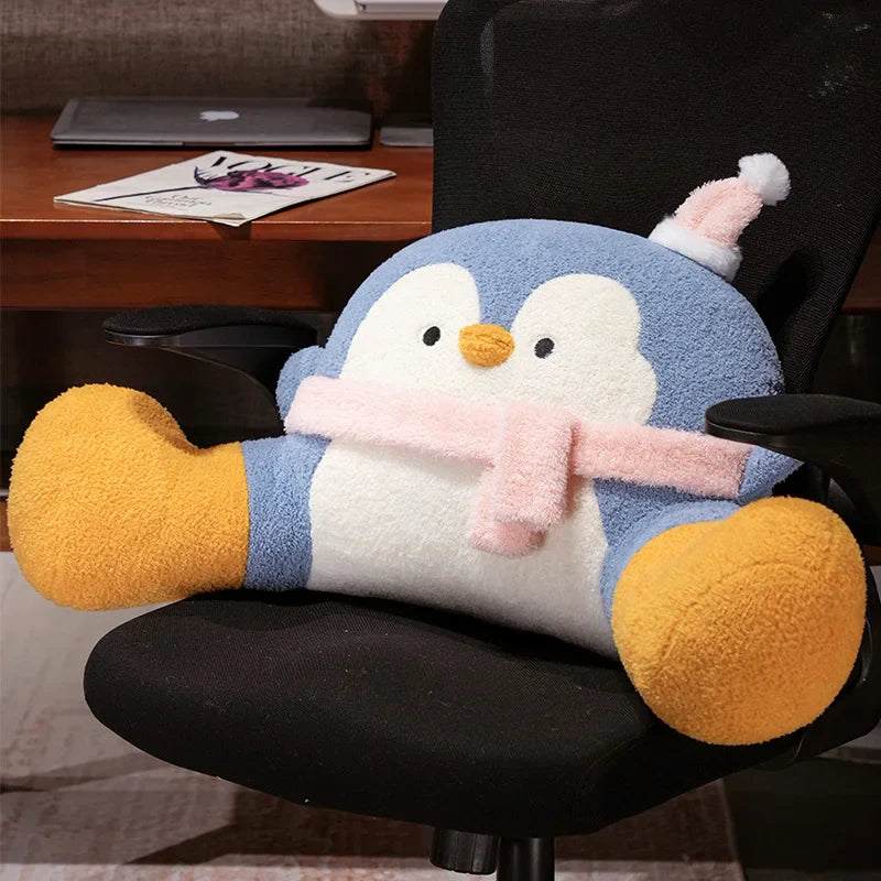 Cozy Fluffy Penguin Backrest Pillow for Ultimate Comfort