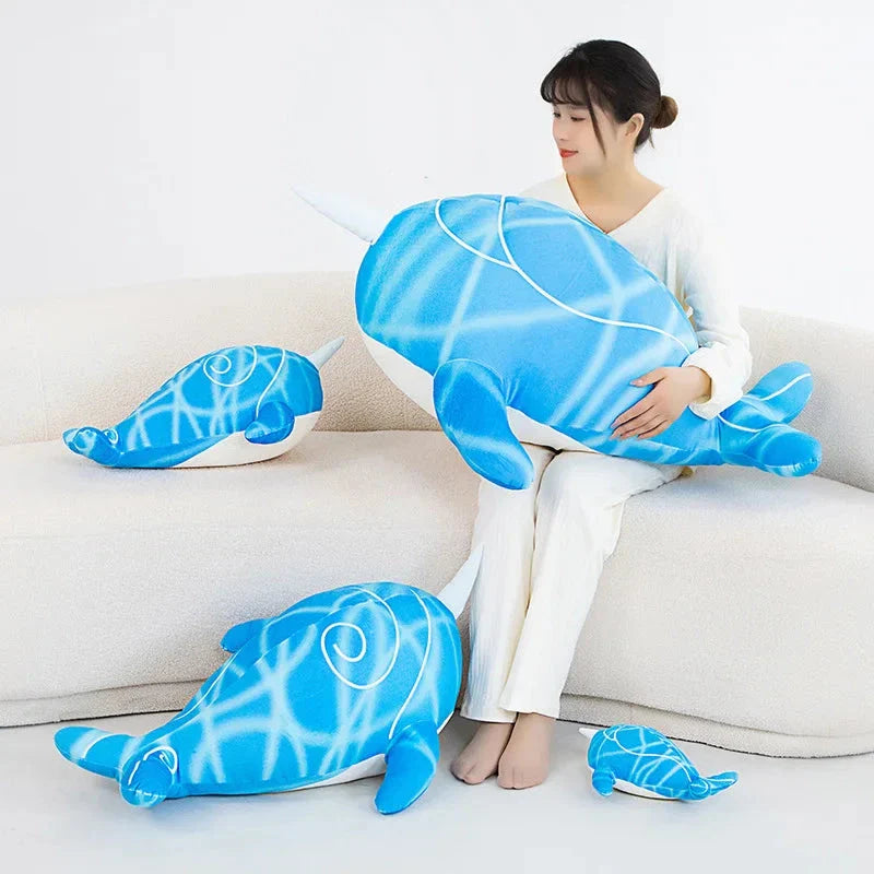 Charming Blue Narwhal Whale Plush of Anime's Childe Tartaglia