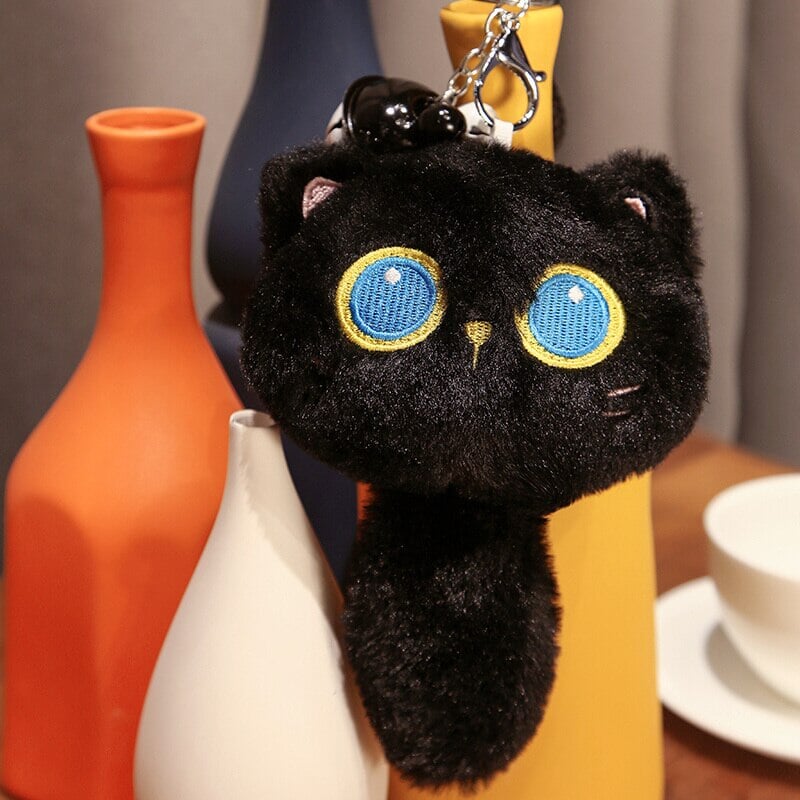 Enchanting Arrayah: The Blue-Eyed Black Cat Plush Companion