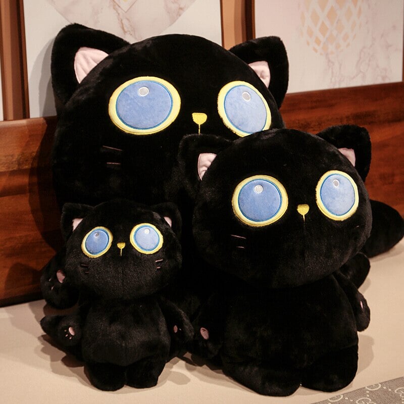 Enchanting Arrayah: The Blue-Eyed Black Cat Plush Companion