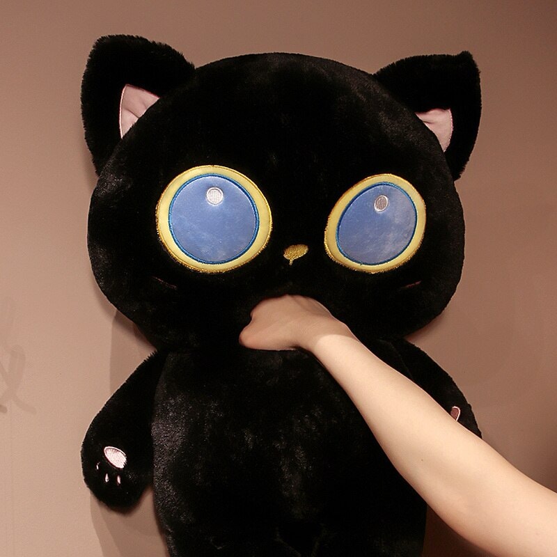 Enchanting Arrayah: The Blue-Eyed Black Cat Plush Companion