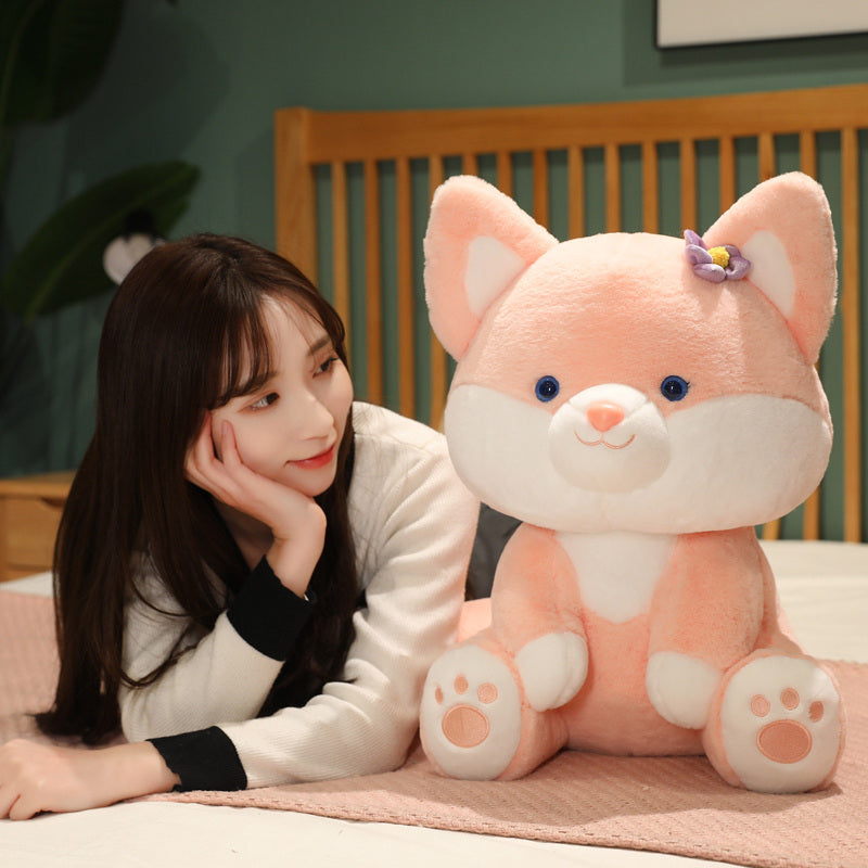 Charming Pastel Flower Fox Plushies: Asami & Akira Duo