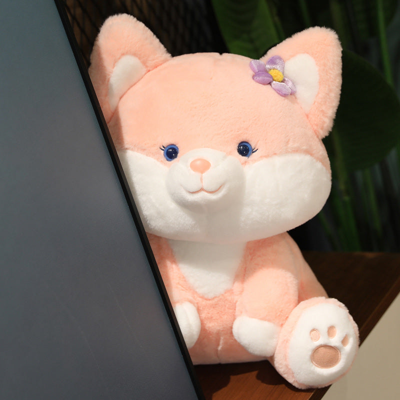 Charming Pastel Flower Fox Plushies: Asami & Akira Duo
