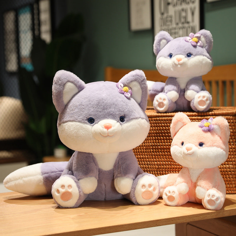 Charming Pastel Flower Fox Plushies: Asami & Akira Duo