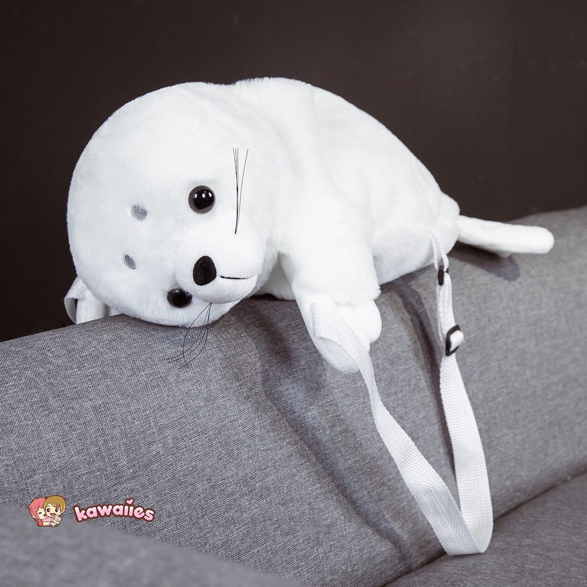 Adorable White Seal Plush Backpack for Babies
