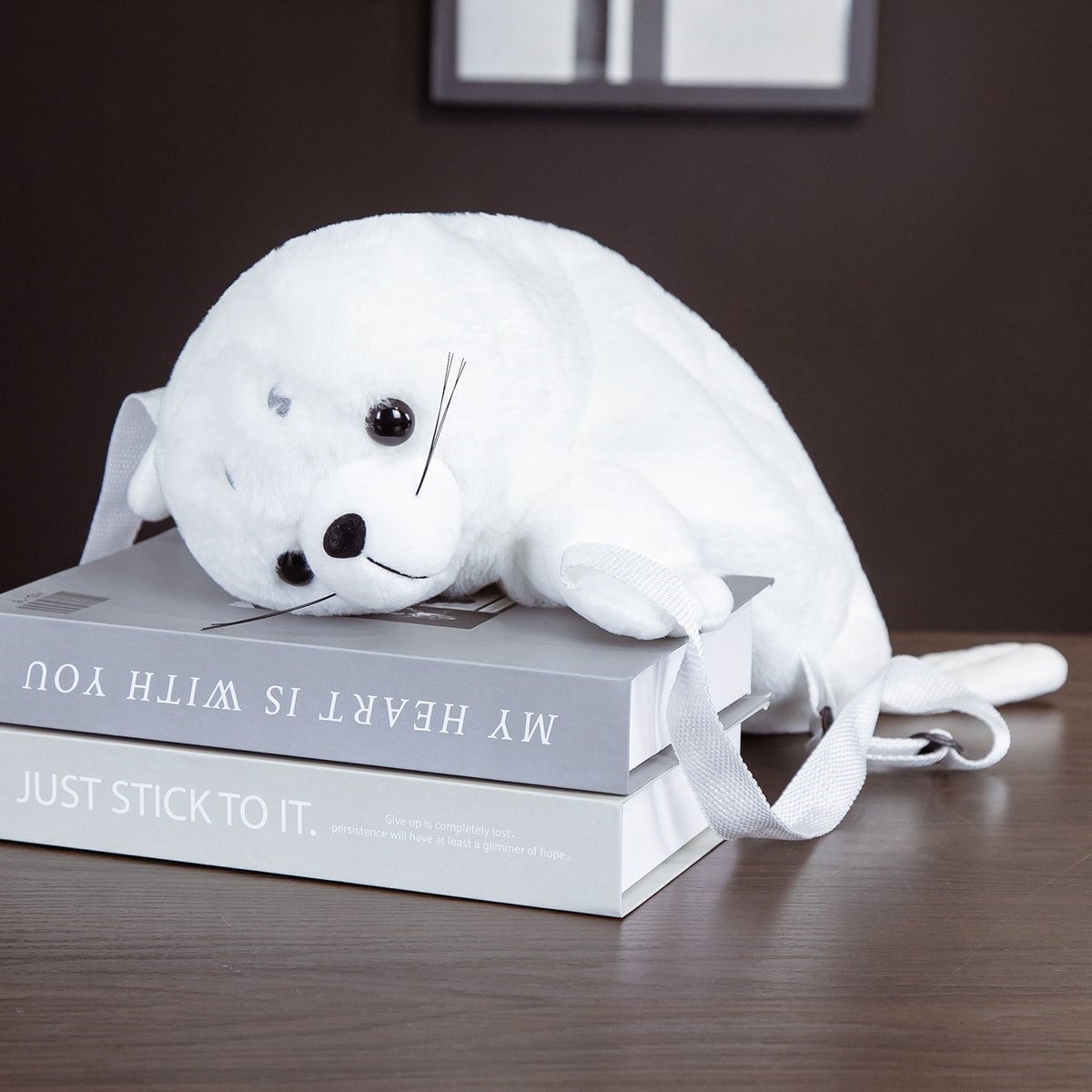 Adorable White Seal Plush Backpack for Babies