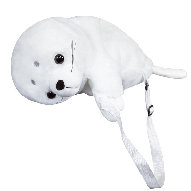 Adorable White Seal Plush Backpack for Babies
