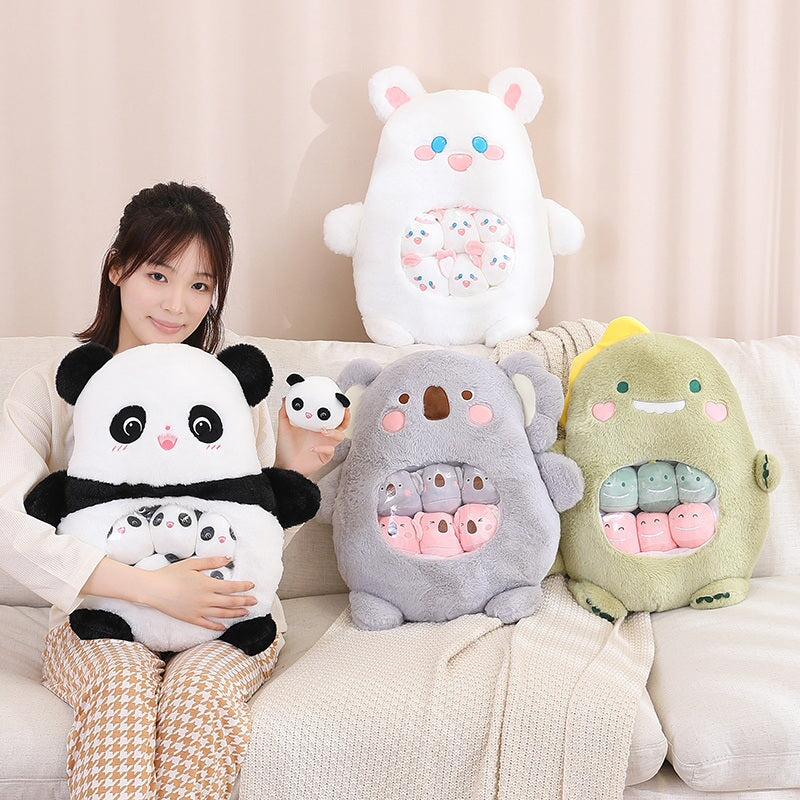 Adorable Plushie Collection: Koala, Dino, Bunny, and Panda Friends