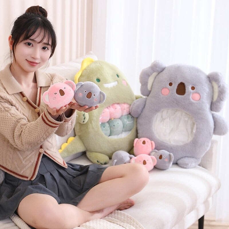 Adorable Plushie Collection: Koala, Dino, Bunny, and Panda Friends