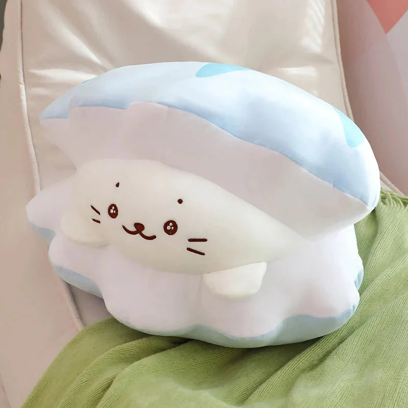 Adorable Blue Oyster White Seal Plush Toy