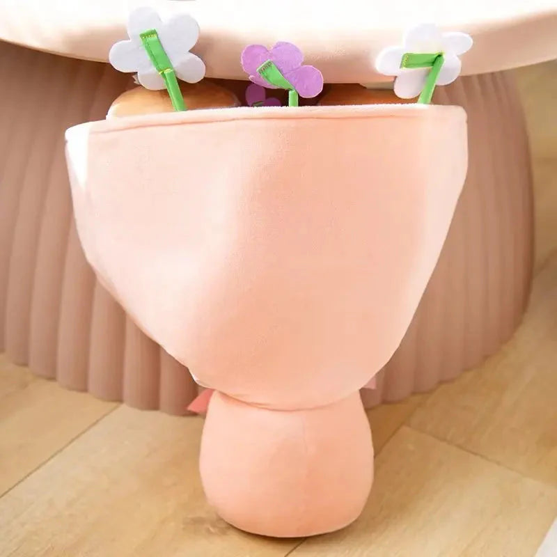 Delightful Boba Bubble Tea Plushie with a Charming Flower Bouquet Design