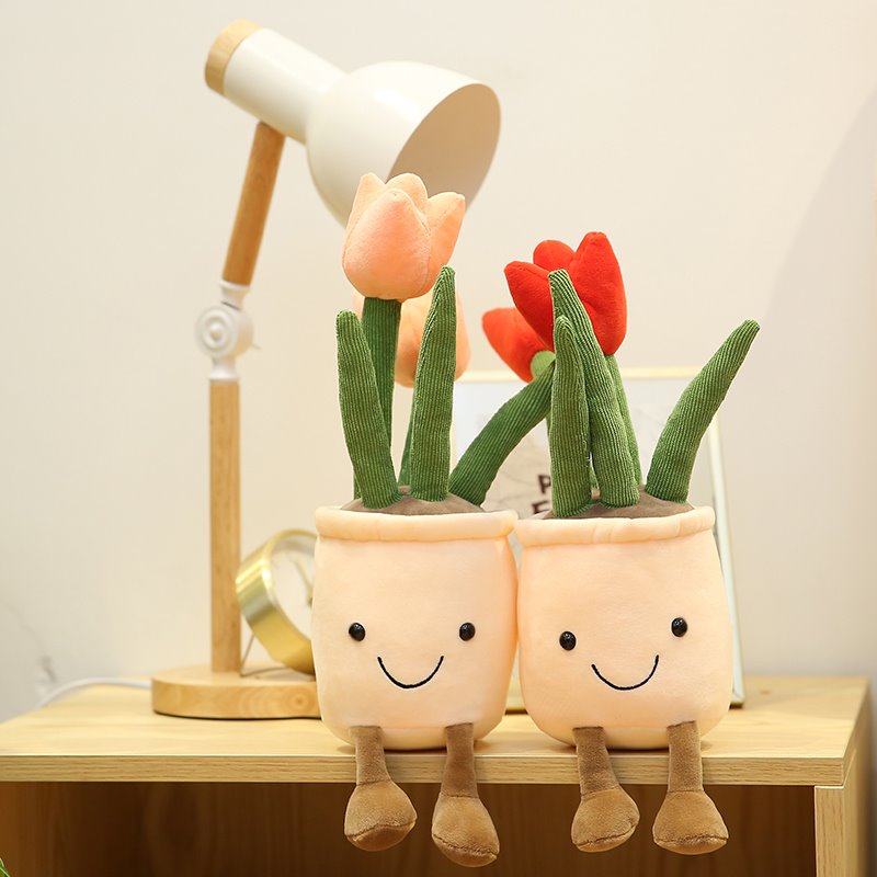 Charming Plush Bubbly Tulip Flower Pot