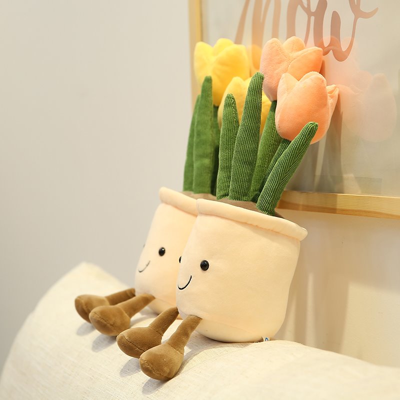 Charming Plush Bubbly Tulip Flower Pot