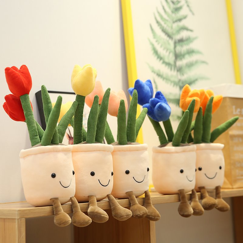 Charming Plush Bubbly Tulip Flower Pot