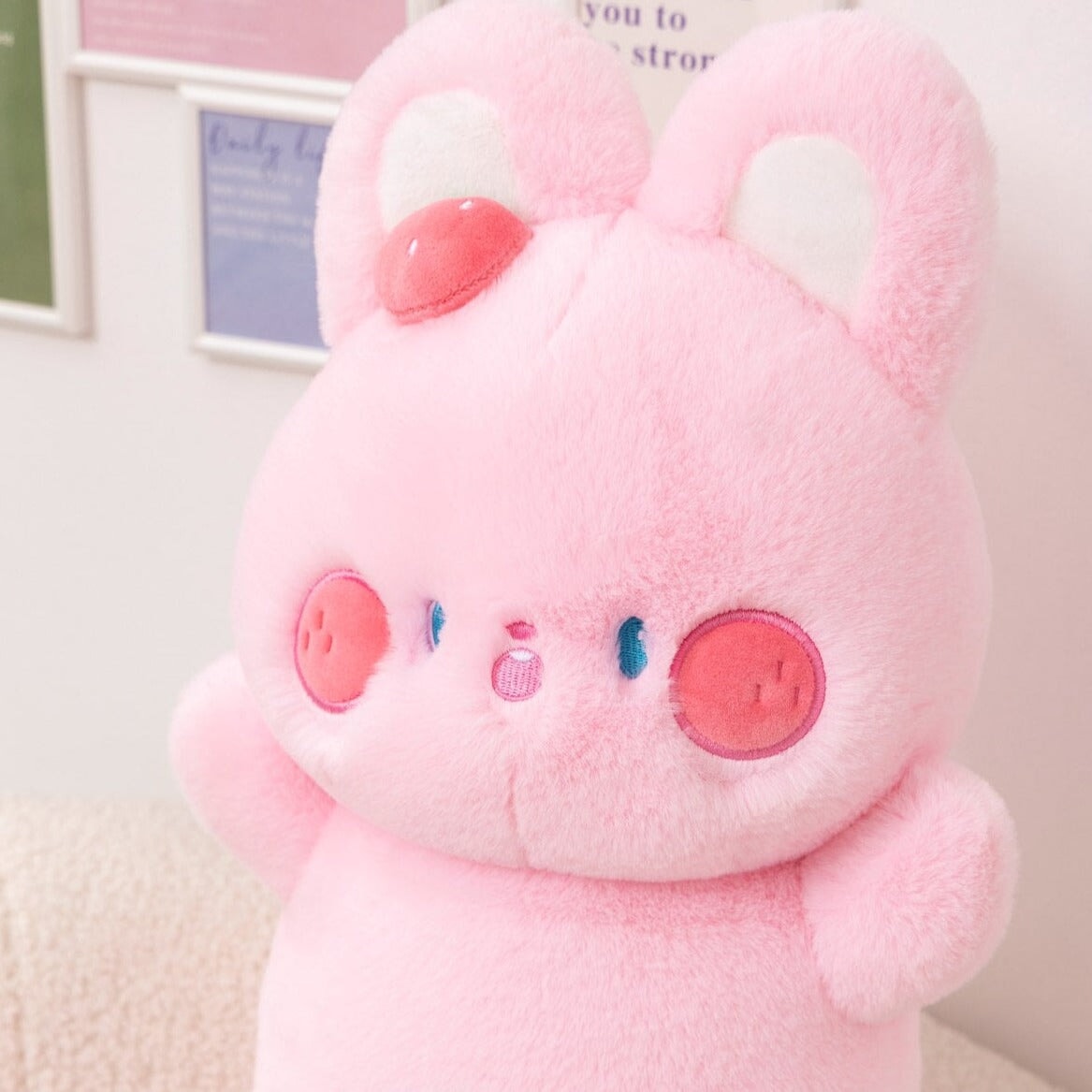 Buttons the Adorable Fluffy Pink Bunny Plush Toy
