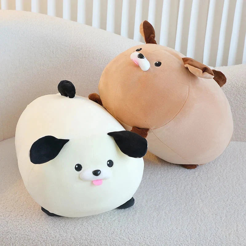 Adorable White and Brown Dog Plush Companions