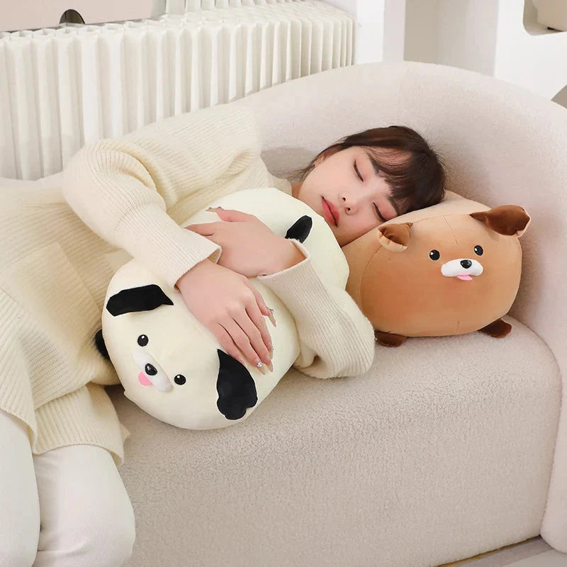 Adorable White and Brown Dog Plush Companions