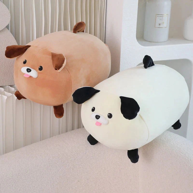Adorable White and Brown Dog Plush Companions