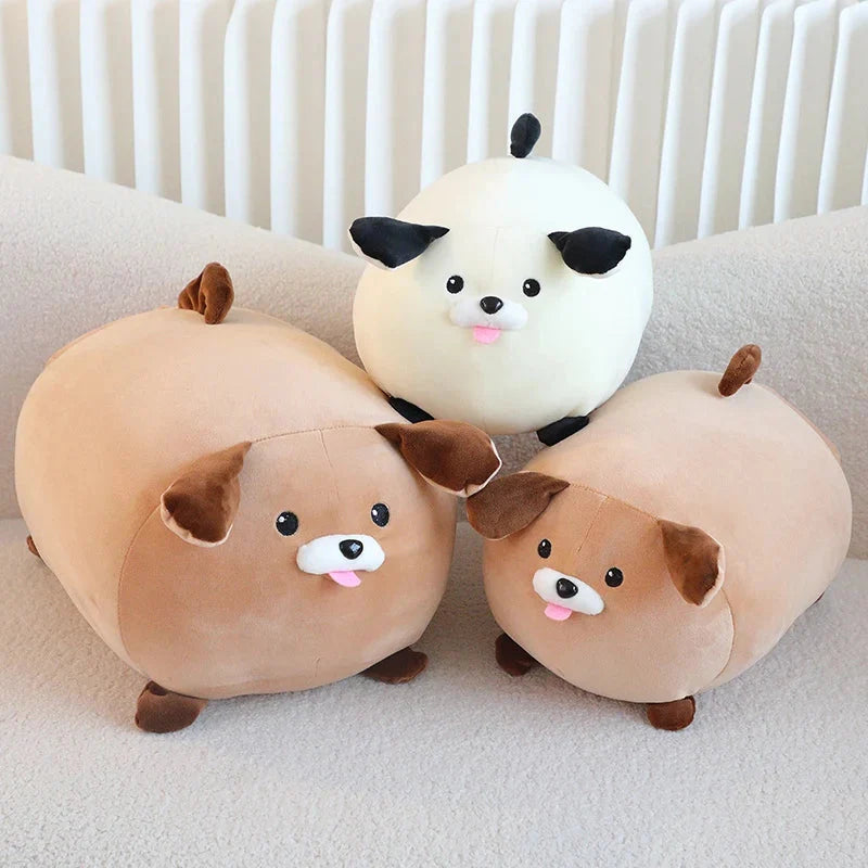 Adorable White and Brown Dog Plush Companions