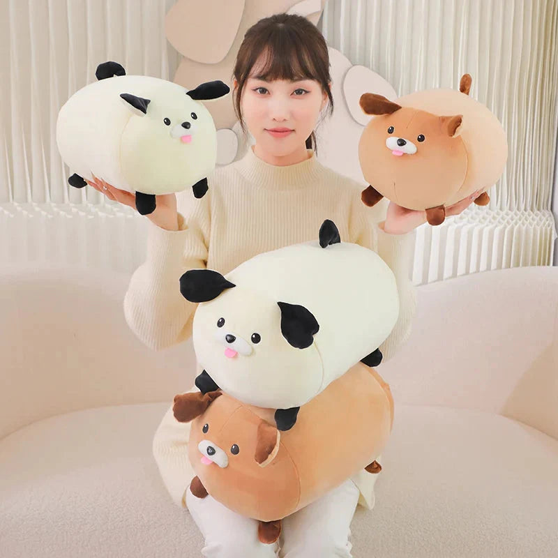 Adorable White and Brown Dog Plush Companions