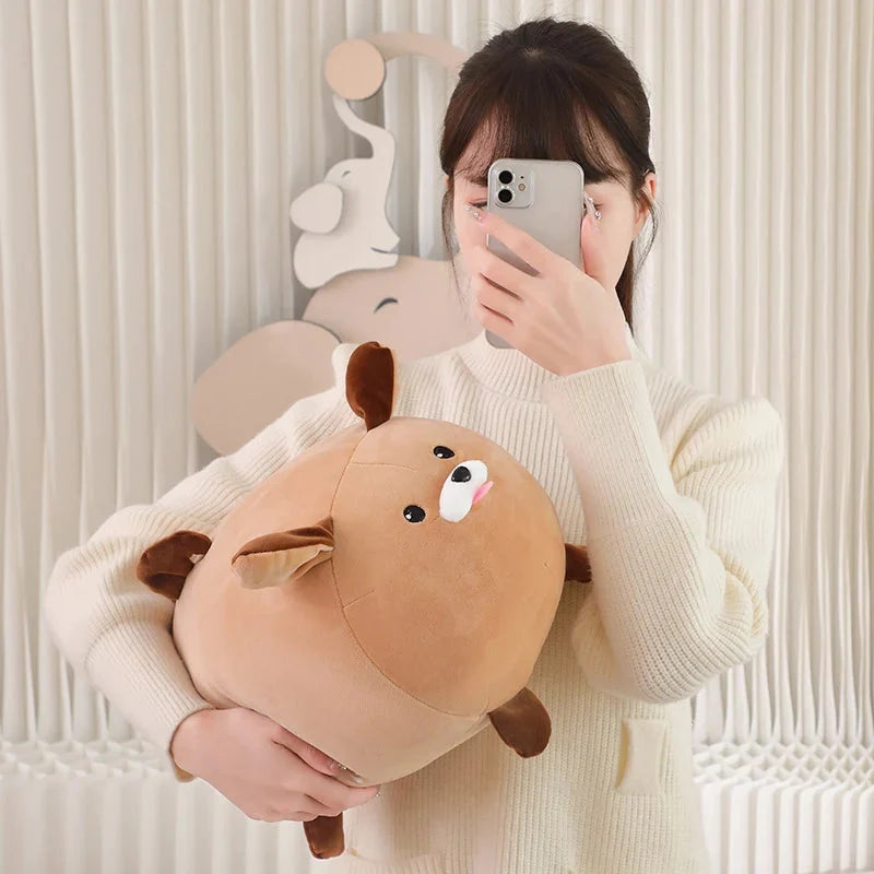 Adorable White and Brown Dog Plush Companions