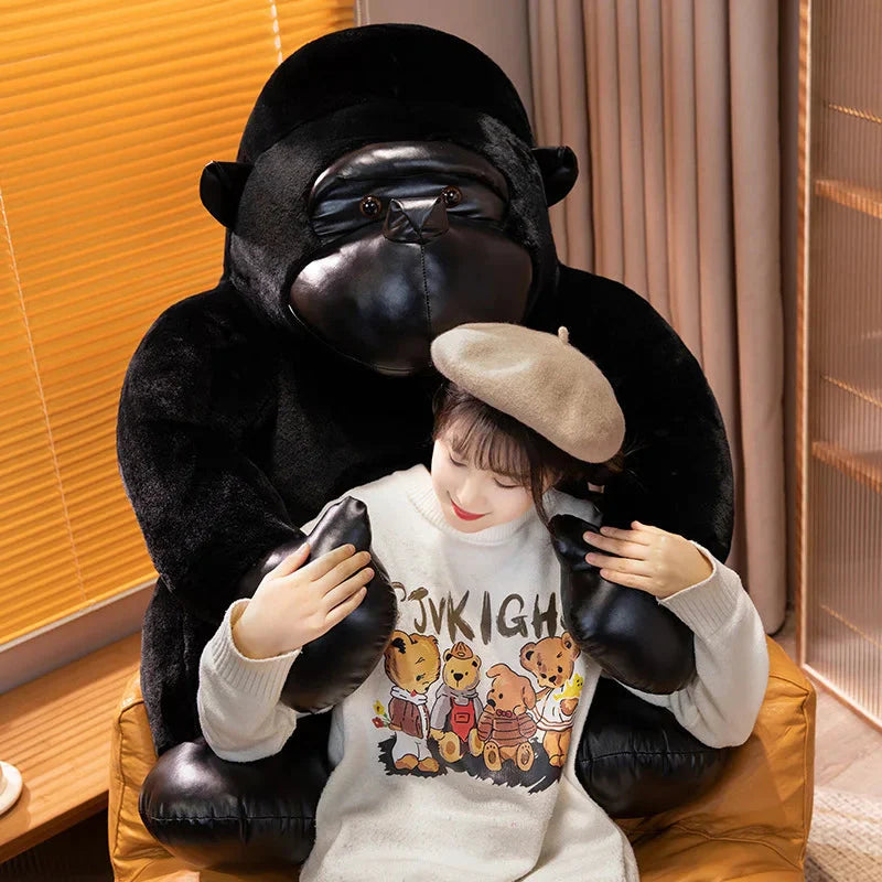 Adorable Chunky Black and Silver Gorilla Ape Plush Toys