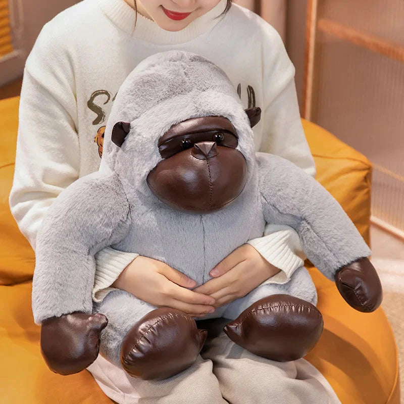 Adorable Chunky Black and Silver Gorilla Ape Plush Toys
