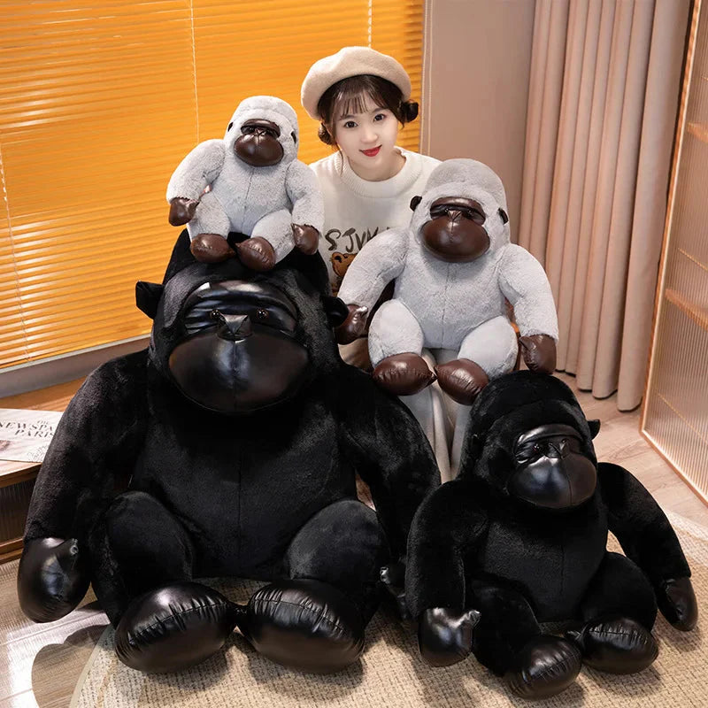 Adorable Chunky Black and Silver Gorilla Ape Plush Toys
