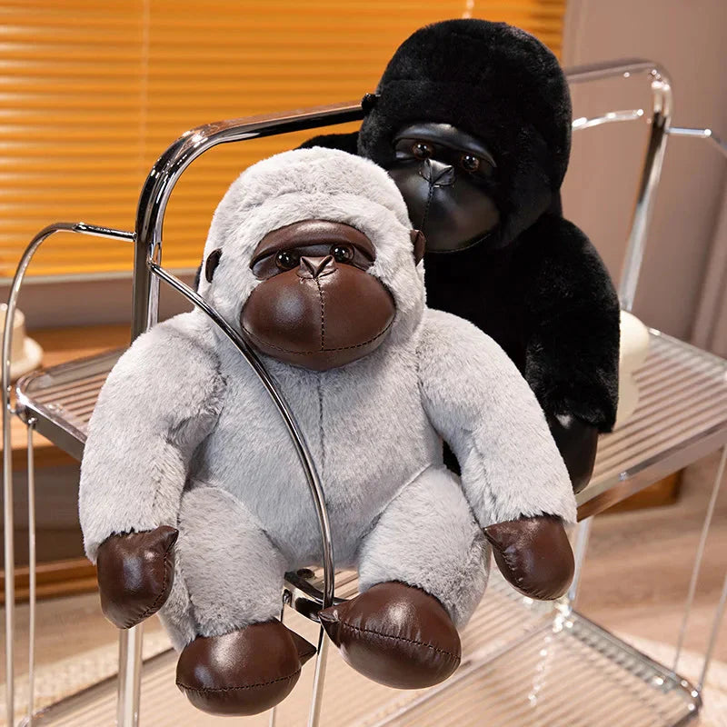 Adorable Chunky Black and Silver Gorilla Ape Plush Toys