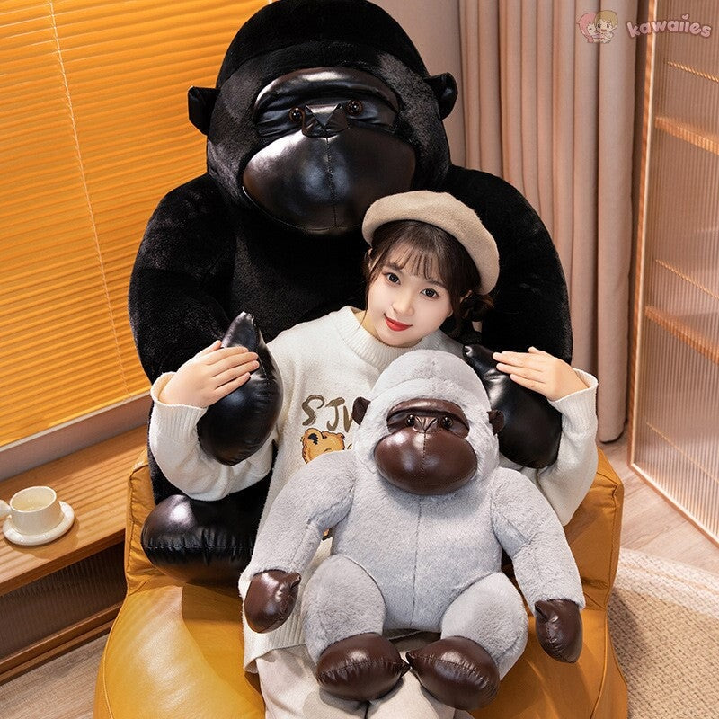 Adorable Chunky Black and Silver Gorilla Ape Plush Toys