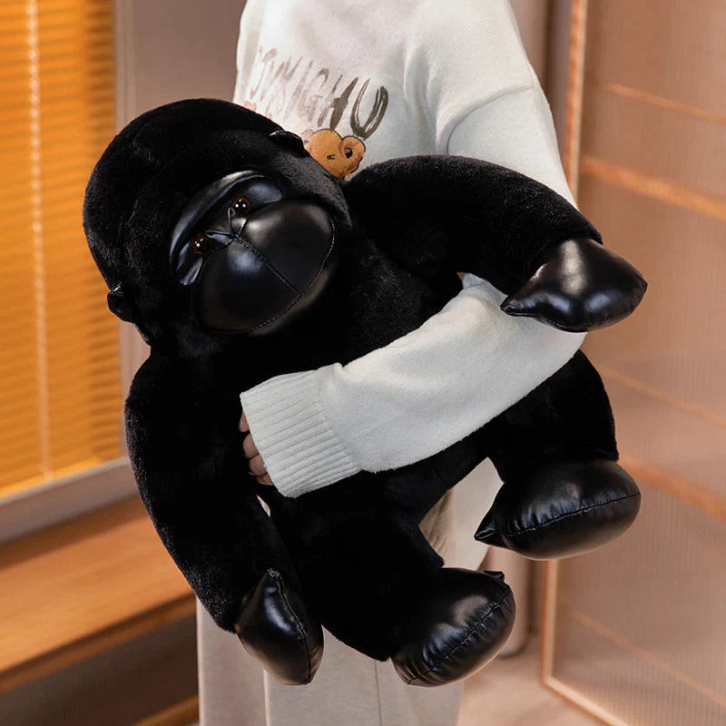 Adorable Chunky Black and Silver Gorilla Ape Plush Toys