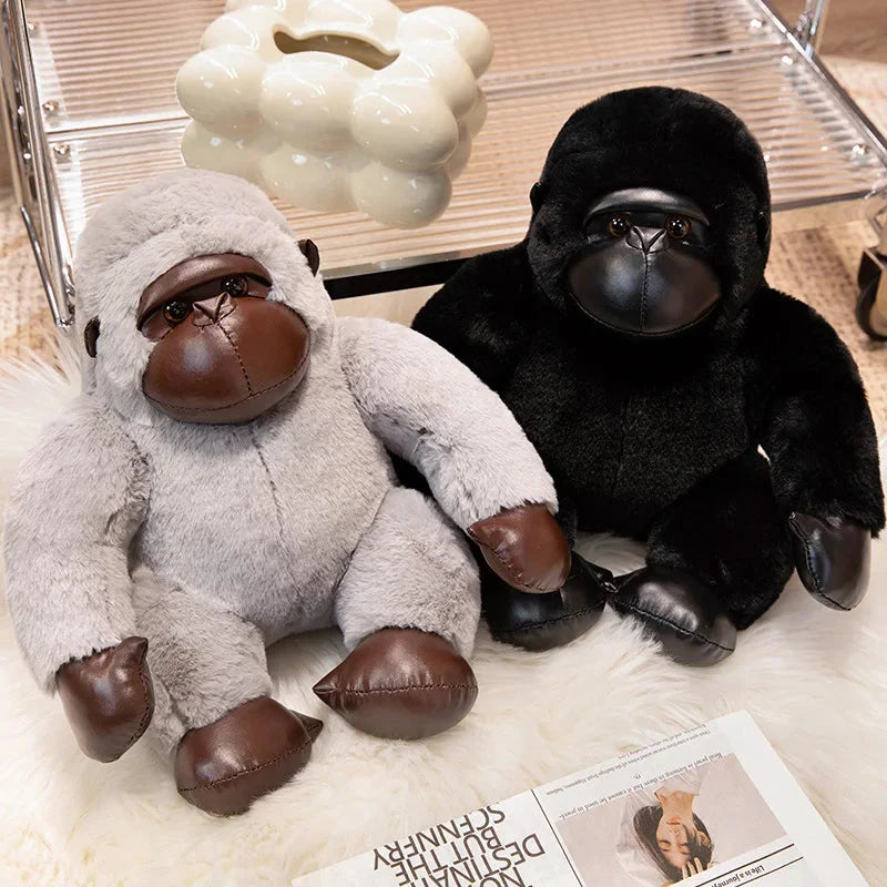 Adorable Chunky Black and Silver Gorilla Ape Plush Toys