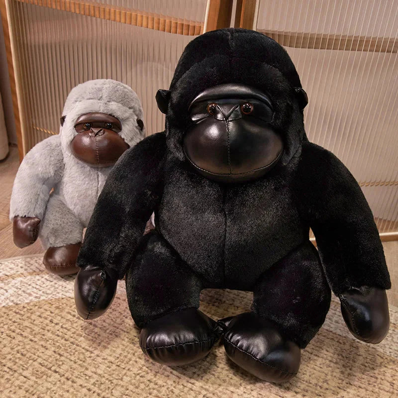 Adorable Chunky Black and Silver Gorilla Ape Plush Toys