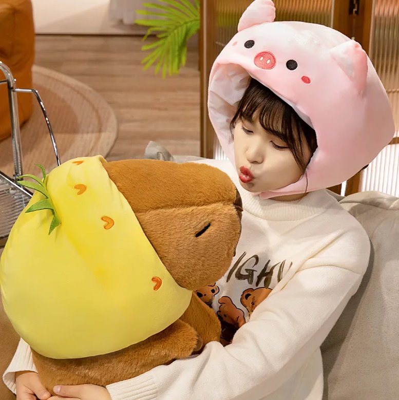 Adorable Chunky Capybara Plush Toy with Cute Hat