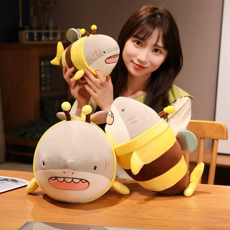 Adorable Chonky Half Shark, Half Bee Plush Toy