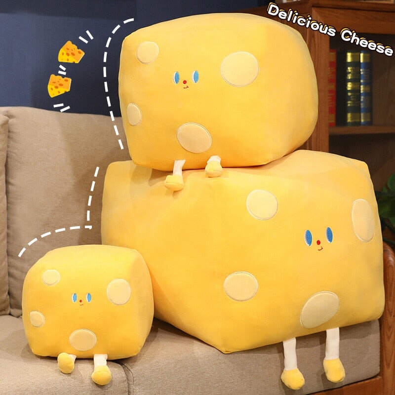 Adorable Cube-Shaped Cheese Block Plush Toy