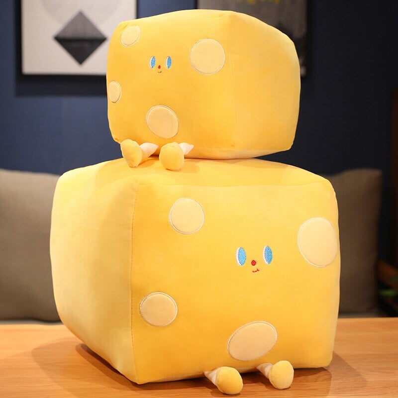 Adorable Cube-Shaped Cheese Block Plush Toy