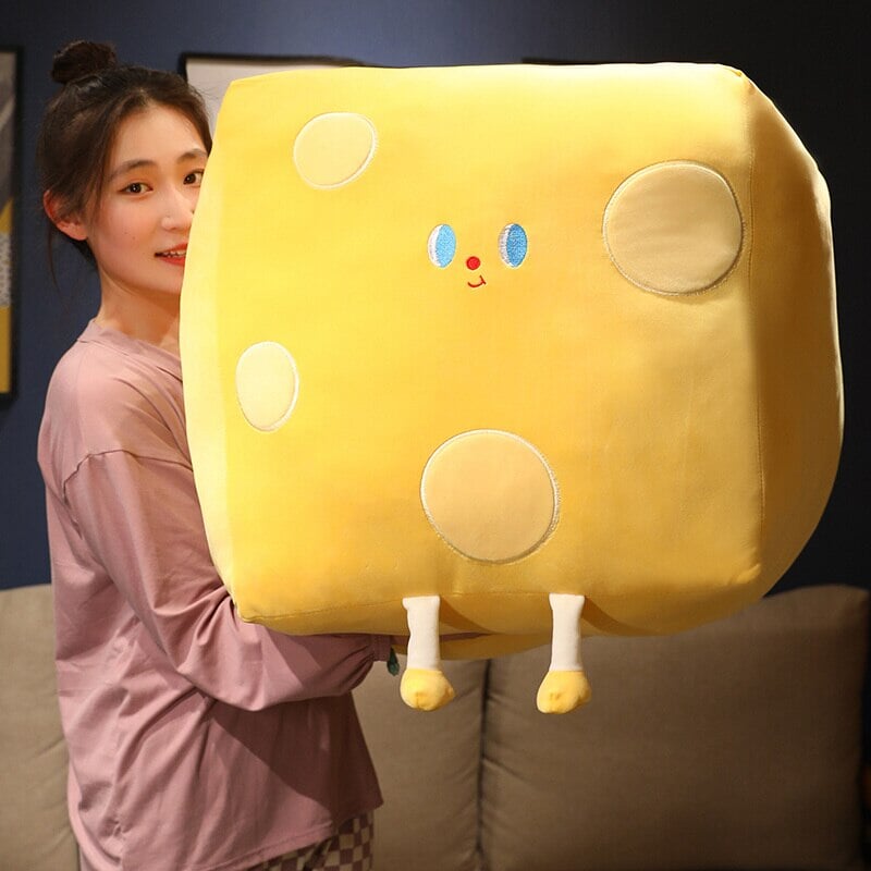 Adorable Cube-Shaped Cheese Block Plush Toy