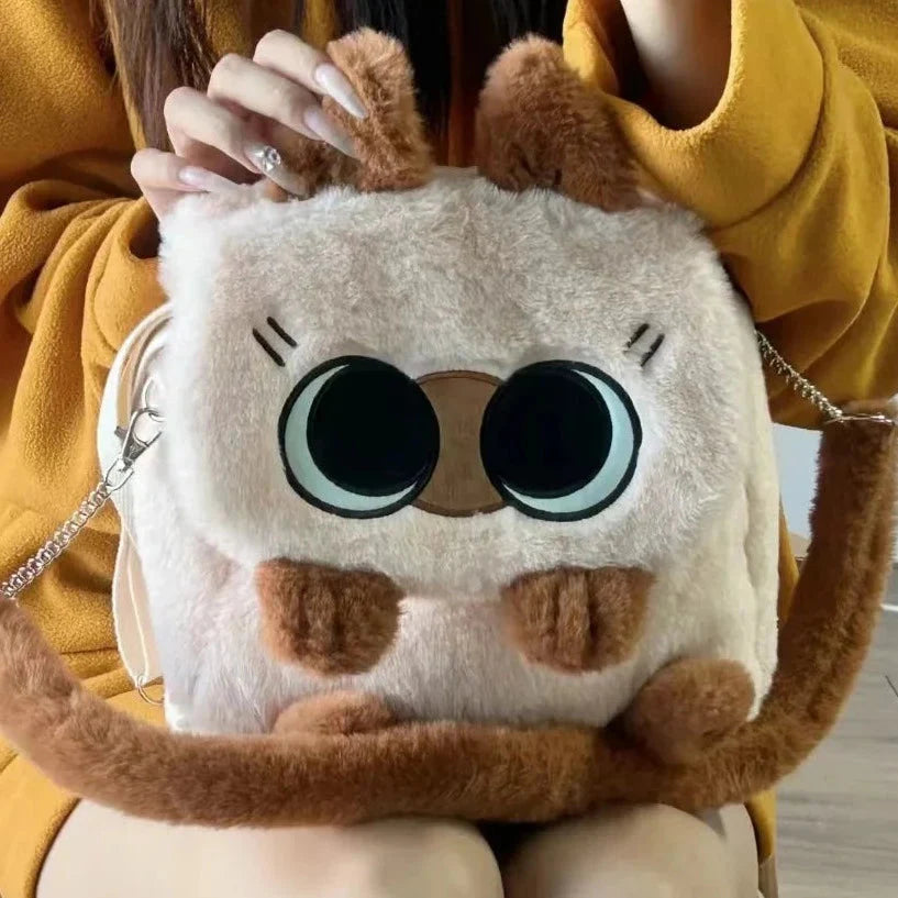 Adorable Fluffy Brown Burmese Cat Plush Handbag