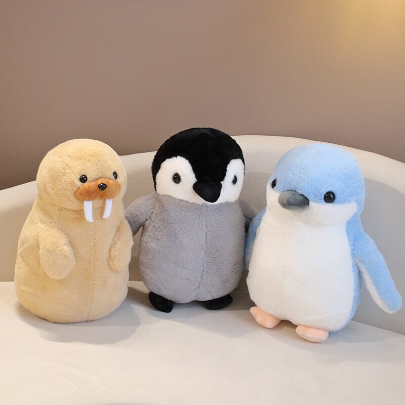 Adorable Fluffy Penguin and Walrus Plush Toys