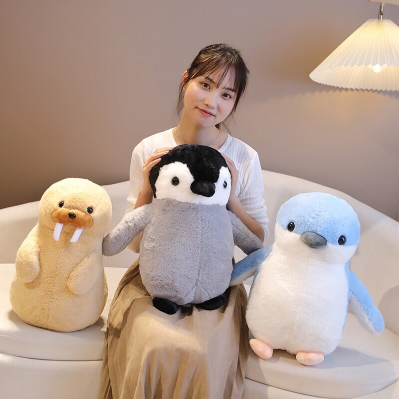 Adorable Fluffy Penguin and Walrus Plush Toys