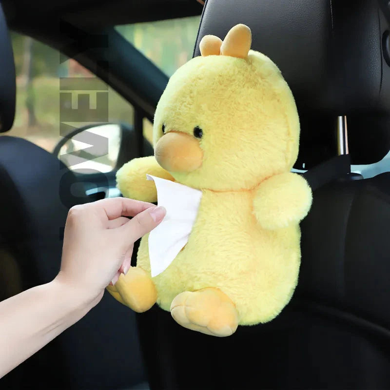 Adorable Duck and Bear Plush Tissue Box Cover for Your Car