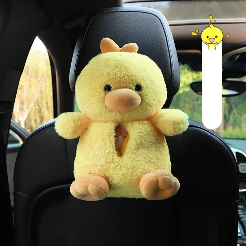 Adorable Duck and Bear Plush Tissue Box Cover for Your Car