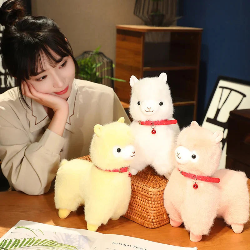 Adorable Fluffy Alpaca and Llama Plush Toys with Charming Bells