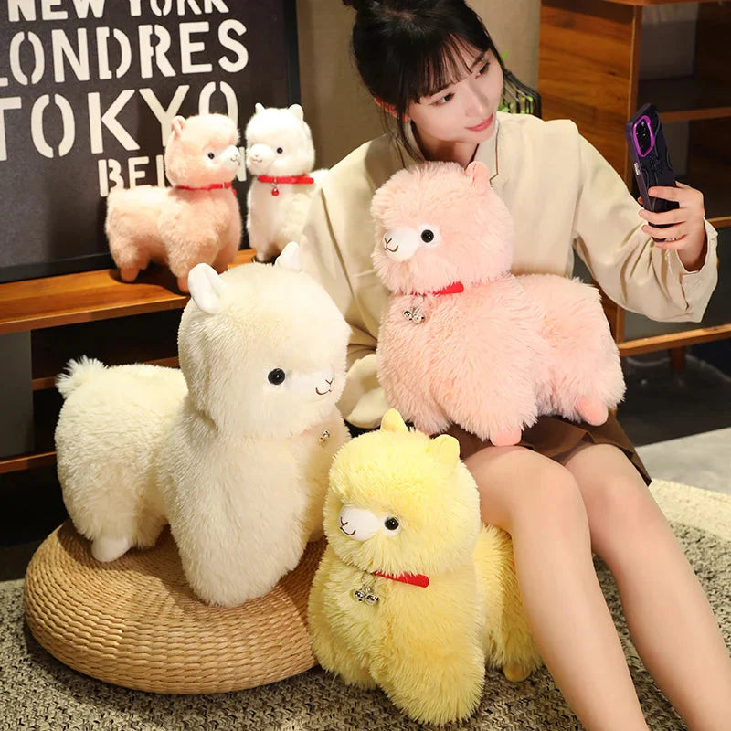 Adorable Fluffy Alpaca and Llama Plush Toys with Charming Bells