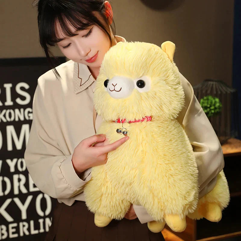Adorable Fluffy Alpaca and Llama Plush Toys with Charming Bells