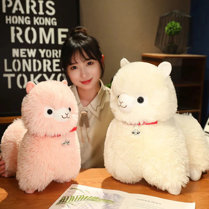 Adorable Fluffy Alpaca and Llama Plush Toys with Charming Bells