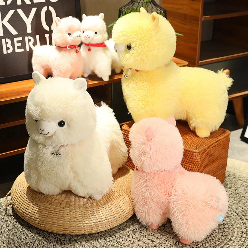 Adorable Fluffy Alpaca and Llama Plush Toys with Charming Bells