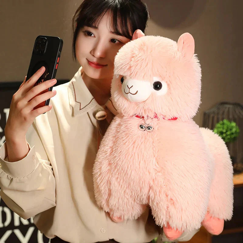 Adorable Fluffy Alpaca and Llama Plush Toys with Charming Bells